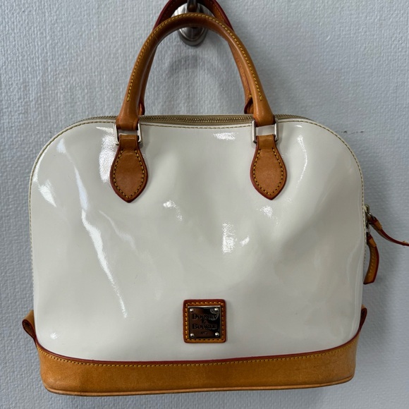 Dooney & Bourke White Patent Leather Satchel w/Shoulder Strap - Picture 1 of 13